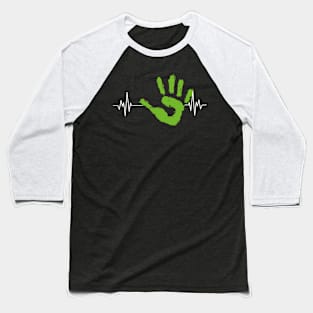 Heartbeat Mental Health Awareness, Green Hand Paint Baseball T-Shirt